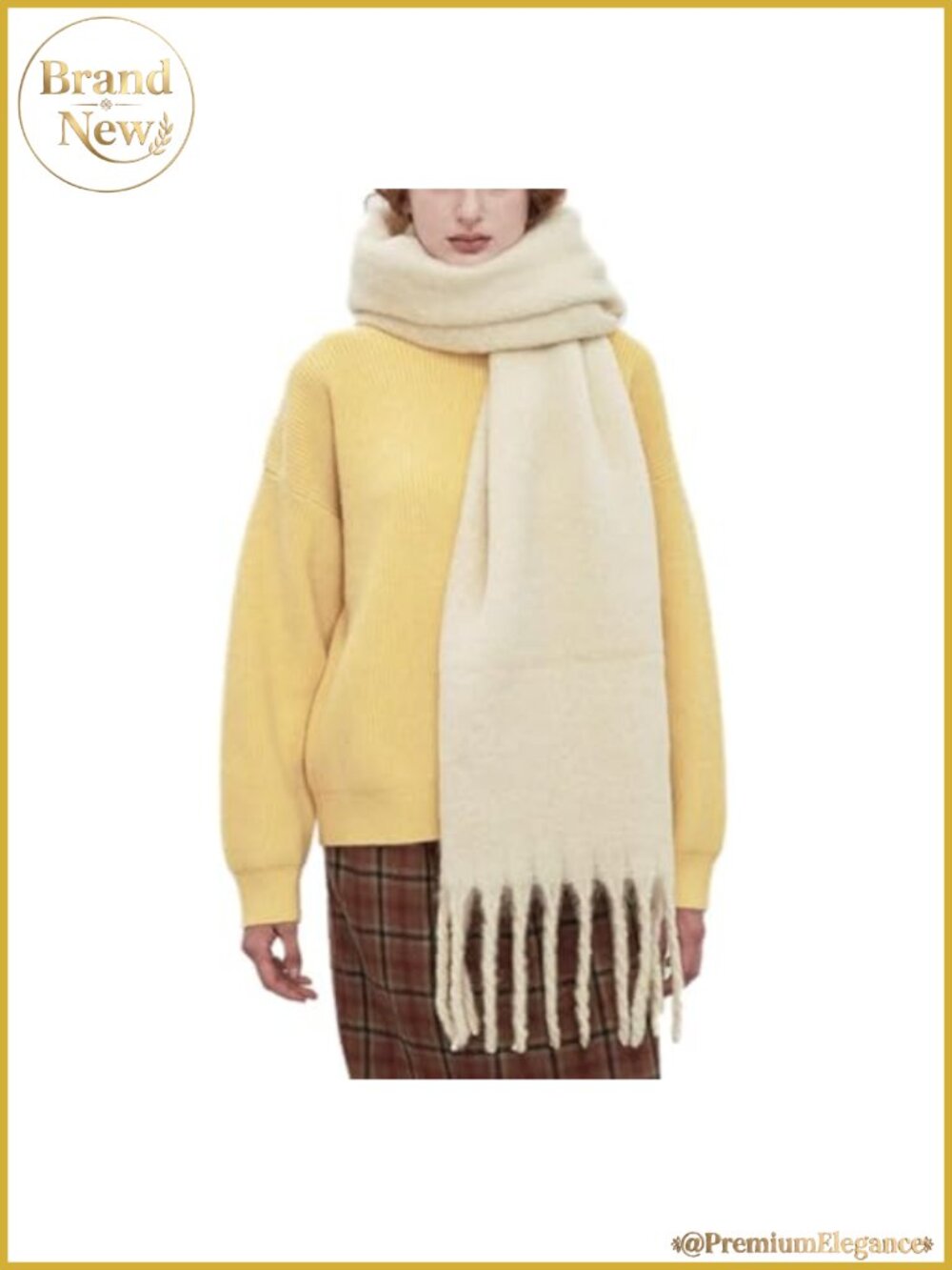 Chunky Scarf Soft Warm Winter Pashmina Shawl Wrap Tassel Trimmed
